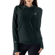 CAMEL Women's Sun Protection Clothing UPF 50+ Lightweight Womens Activewear Long Sleeve Rash Guard Shirts Breathable Sunscreen Hoodie Workout Tops Outdoor Hiking Black